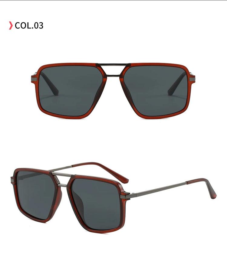 Blueprint Unisex Retro Square Double Bridge Gradient Flat Top UV400 Sunglasses