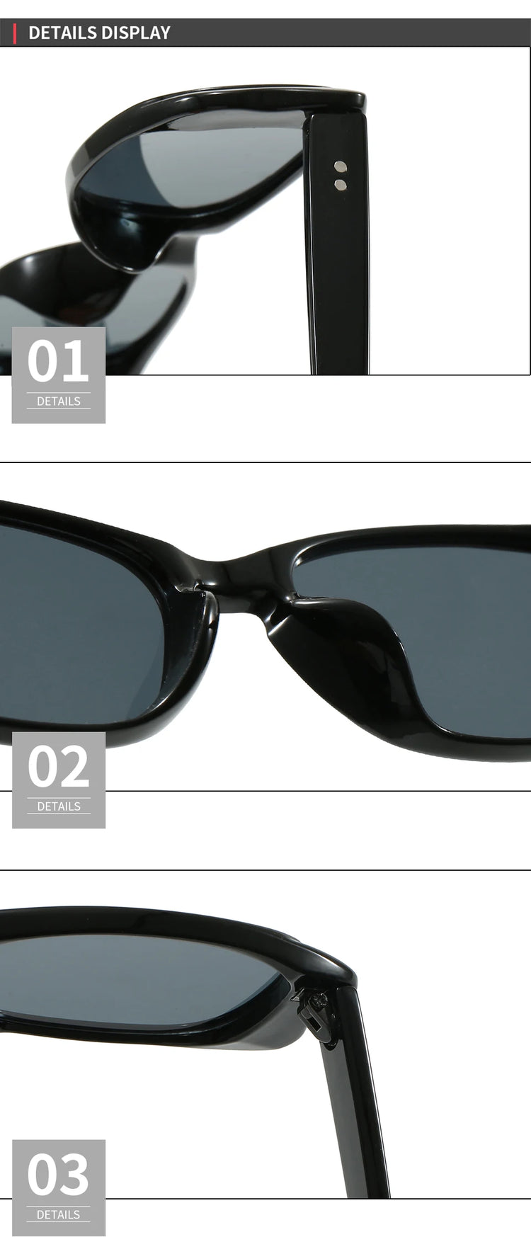 Roux Unisex Retro Rectangular Frame UV400 Sunglasses