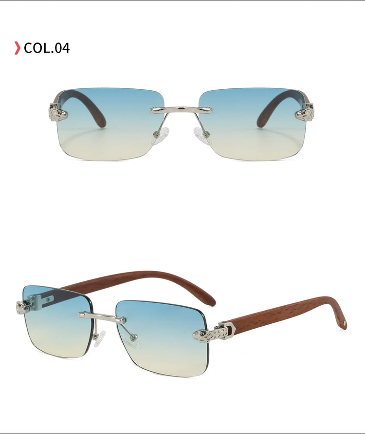 Santos Unisex Rectangle Rimless UV400 Sunglasses