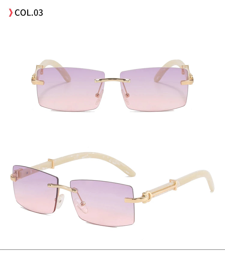 Kingston Unisex Rimless Rectangle Rimless UV400 Sunglasses