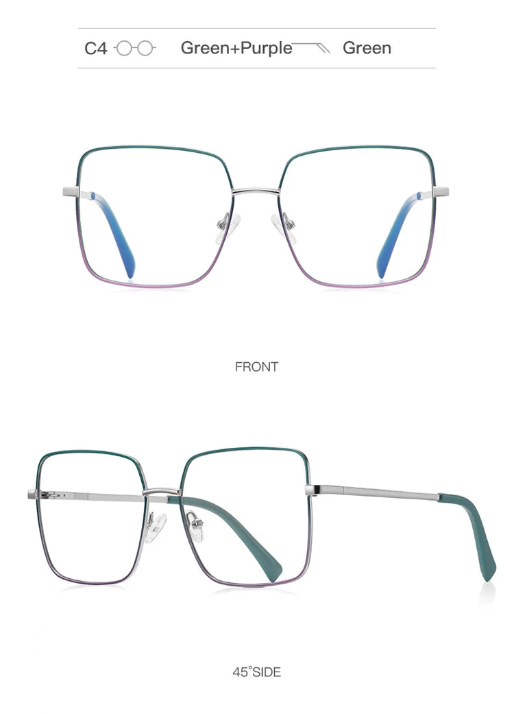 Unisex Square Metal Frame Anti Blue Light Glasses