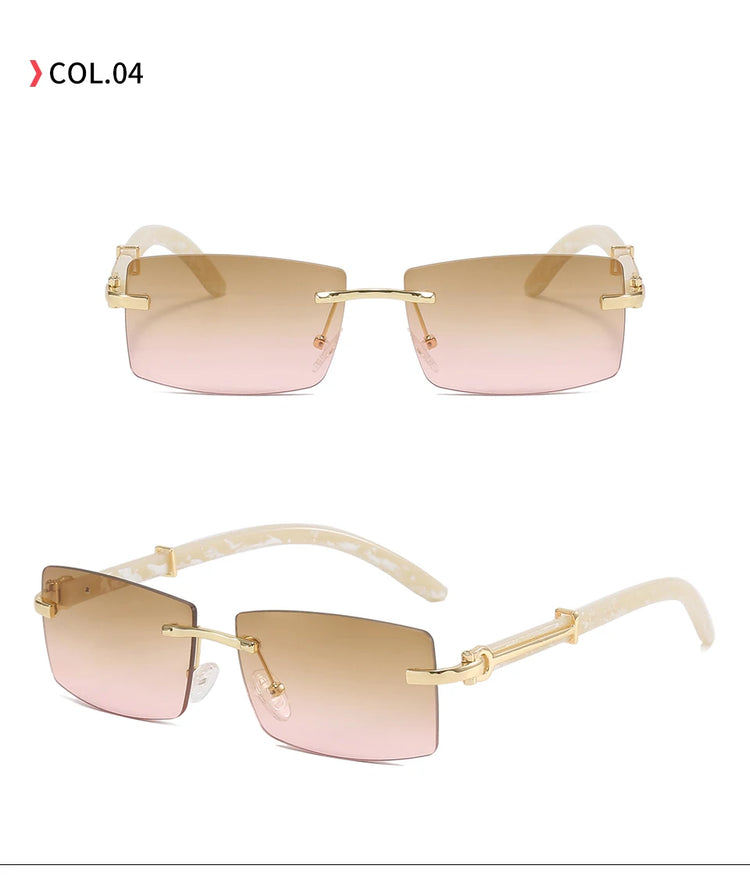 Kingston Unisex Rimless Rectangle Rimless UV400 Sunglasses