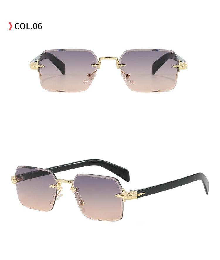 Aero Retro Rimless Square Frame Unisex UV400 Sunglasses