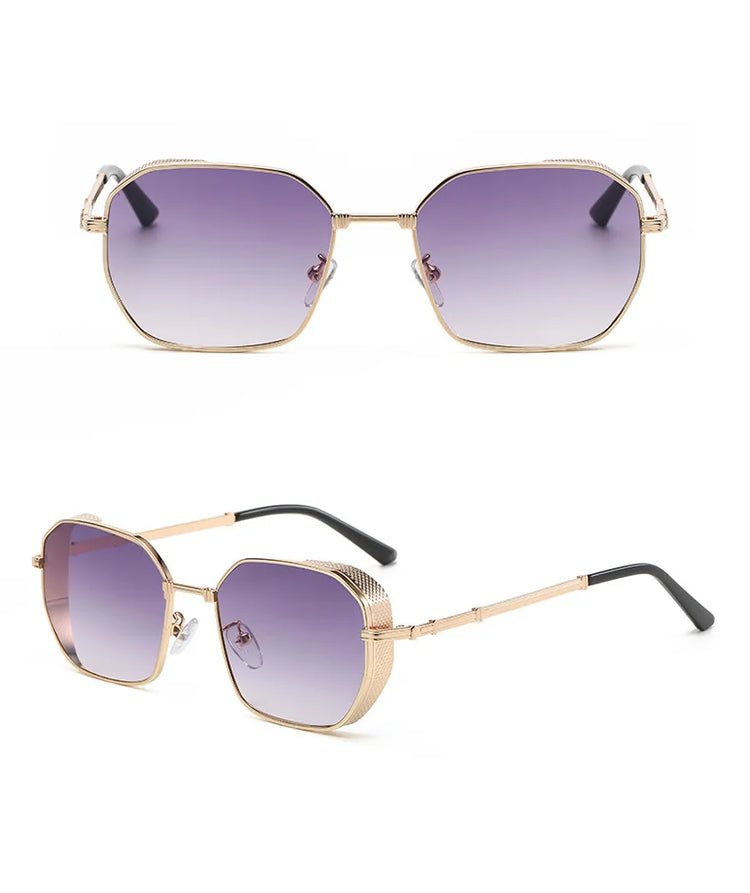 Rocco Steampunk Gradient Square Metal Shades Sunglasses
