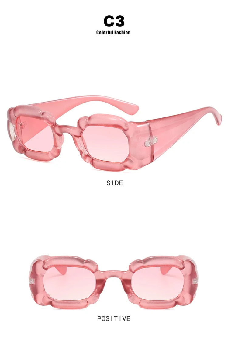 Petra Women's Inflated Petal Square Frame UV400 Sunglasses