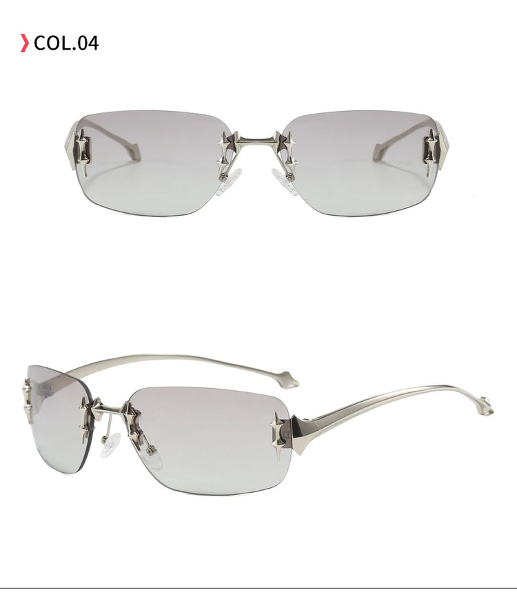 Cove Unisex Retro Rimless Rectangle Frame UV400 Sunglasses