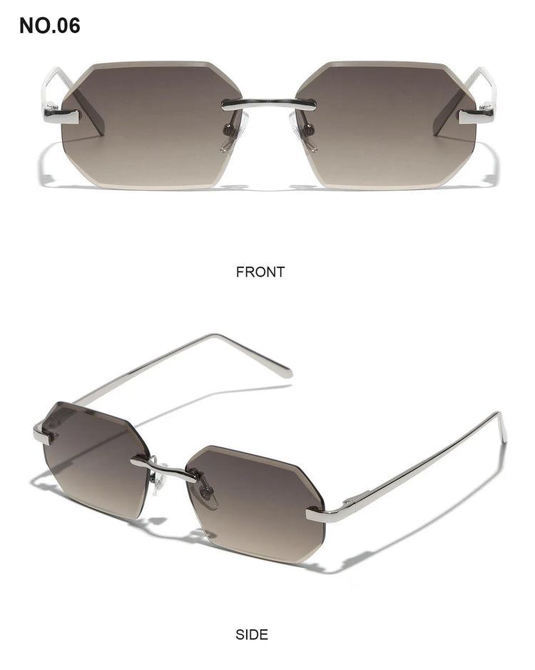 Shiloh Unisex Rectangular Rimless UV400 Sunglasses