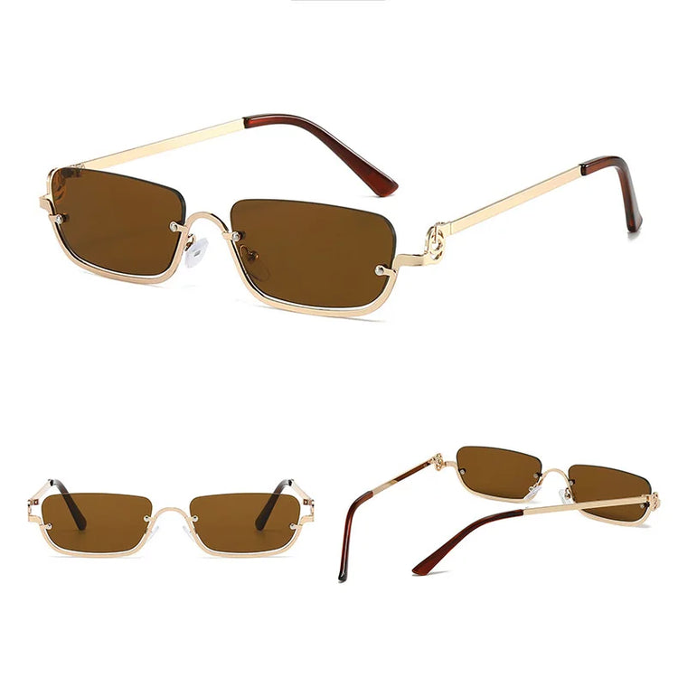 Daphne Womens Vintage Rectangular Half Frame UV400 SUnglasses