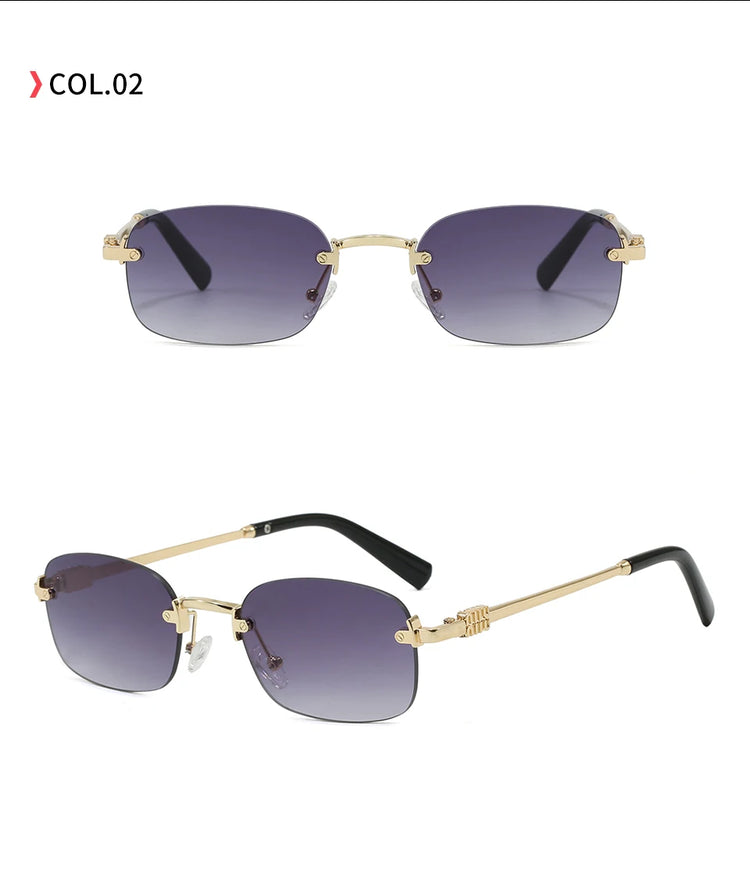 Vertex Rimless Rectangle Frame Unisex UV400 Sunglasses