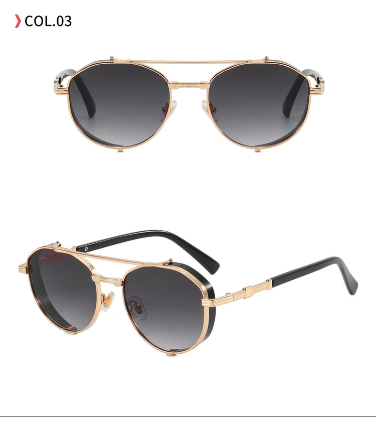 Hendrix Men's Retro Metal Frame Flat Top Sunglasses