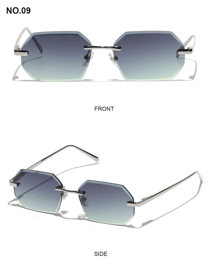 Shiloh Unisex Rectangular Rimless UV400 Sunglasses