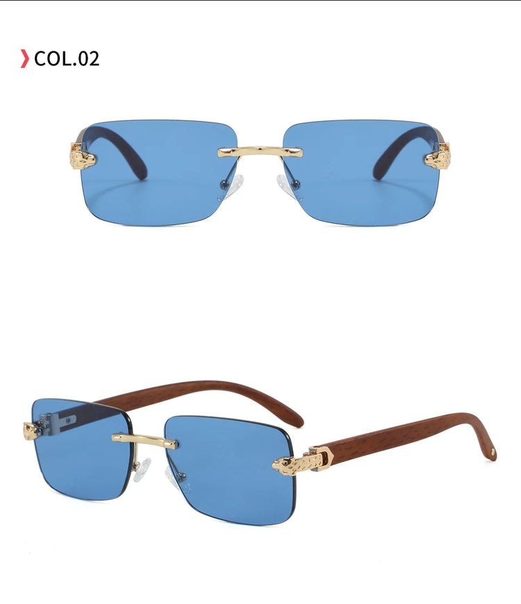 Santos Unisex Rectangle Rimless UV400 Sunglasses