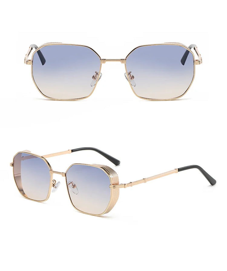 Rocco Steampunk Gradient Square Metal Shades Sunglasses