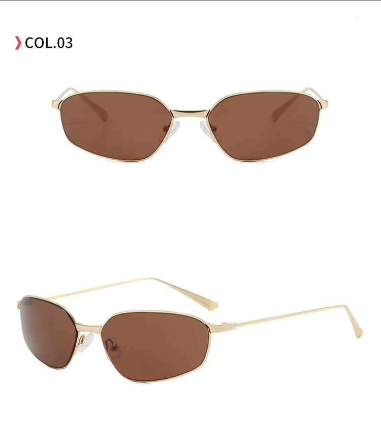 Cipher Retro Rectangle Frame UV400 Unisex Sunglasses