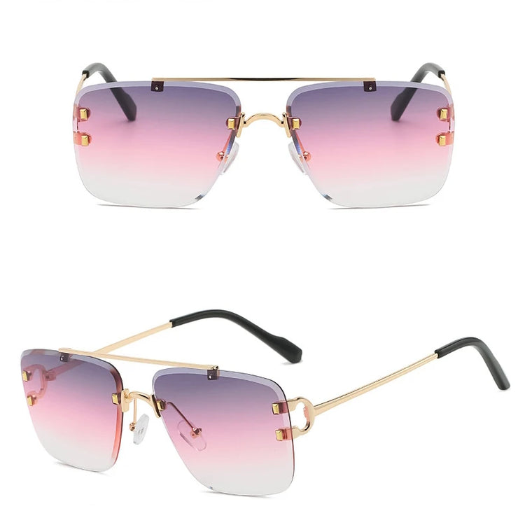Elias Unisex Square Rimless UV400 Sunglasses