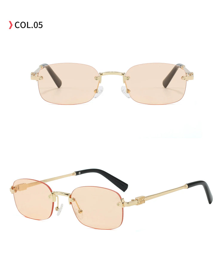 Vertex Rimless Rectangle Frame Unisex UV400 Sunglasses