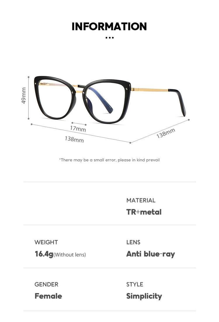 Fiora Women’s Cat Eye Anti-Blue Light Blocking Glasses