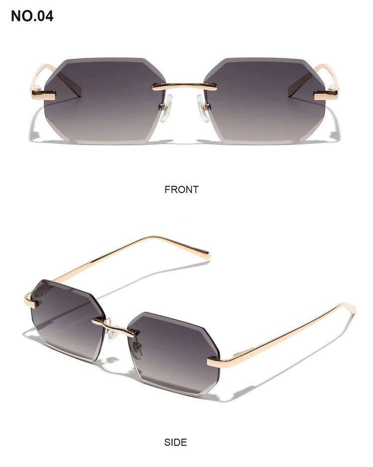 Shiloh Unisex Rectangular Rimless UV400 Sunglasses