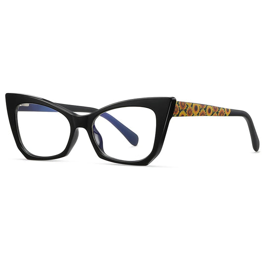 KENDRA WOMEN'S RETRO PRINTED ANTI BLUE LIGHT CAT EYE FRAME GLASSES