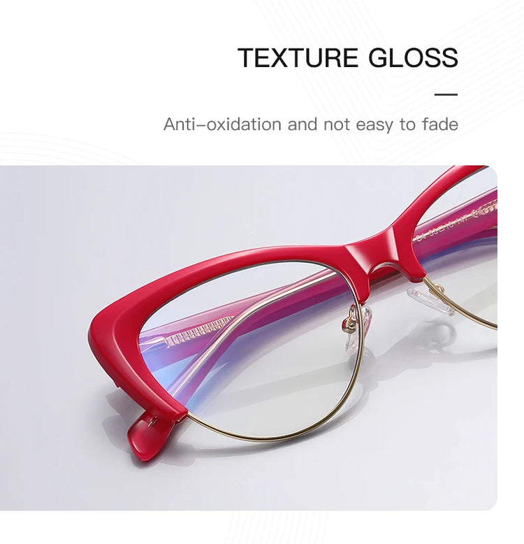 Freya Women's Cat-Eye Half-Rim Anti-Blue Light Glasses