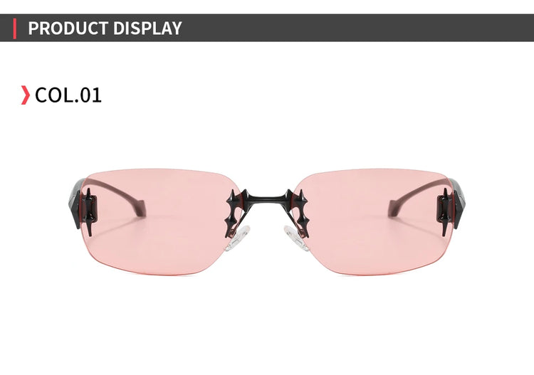 Cove Unisex Retro Rimless Rectangle Frame UV400 Sunglasses