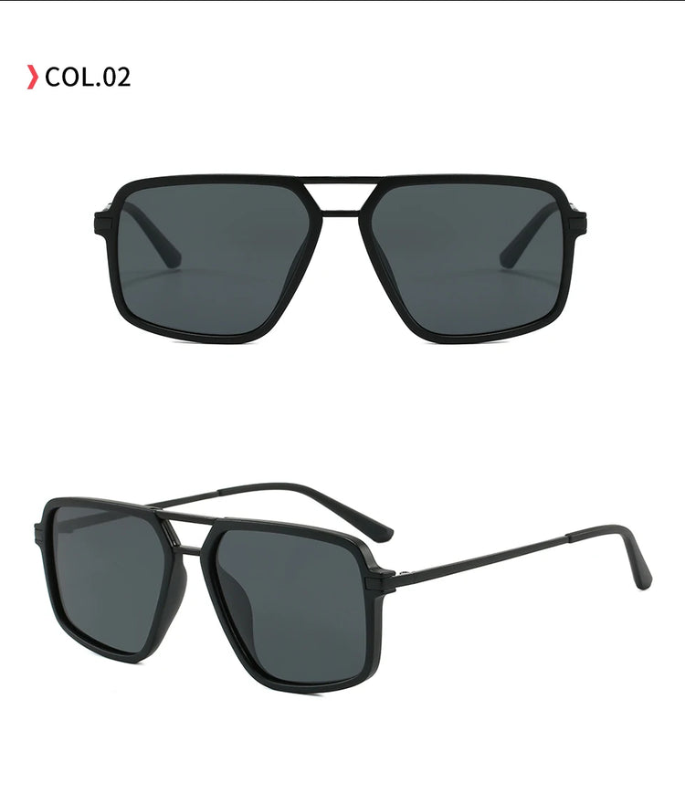 Blueprint Unisex Retro Square Double Bridge Gradient Flat Top UV400 Sunglasses