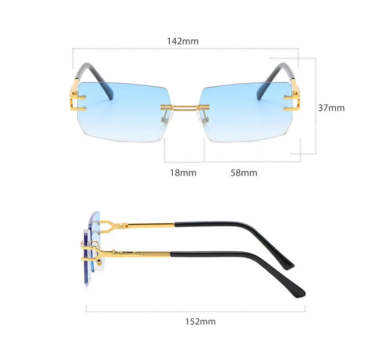 Julian Unisex Retro Rimless Rectangle Frame UV400 SUnglasses