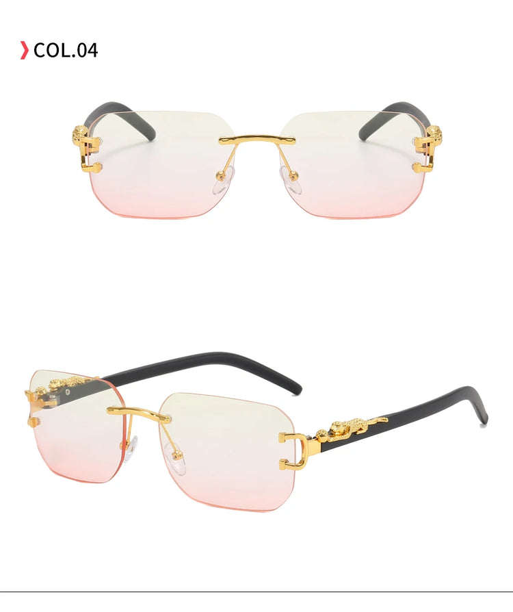 Nox Unisex Rectangle UV400 Sunglasses with Panther Detail