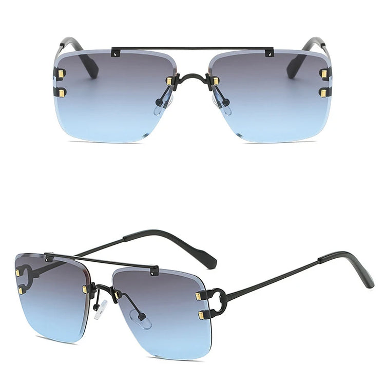 Elias Unisex Square Rimless UV400 Sunglasses