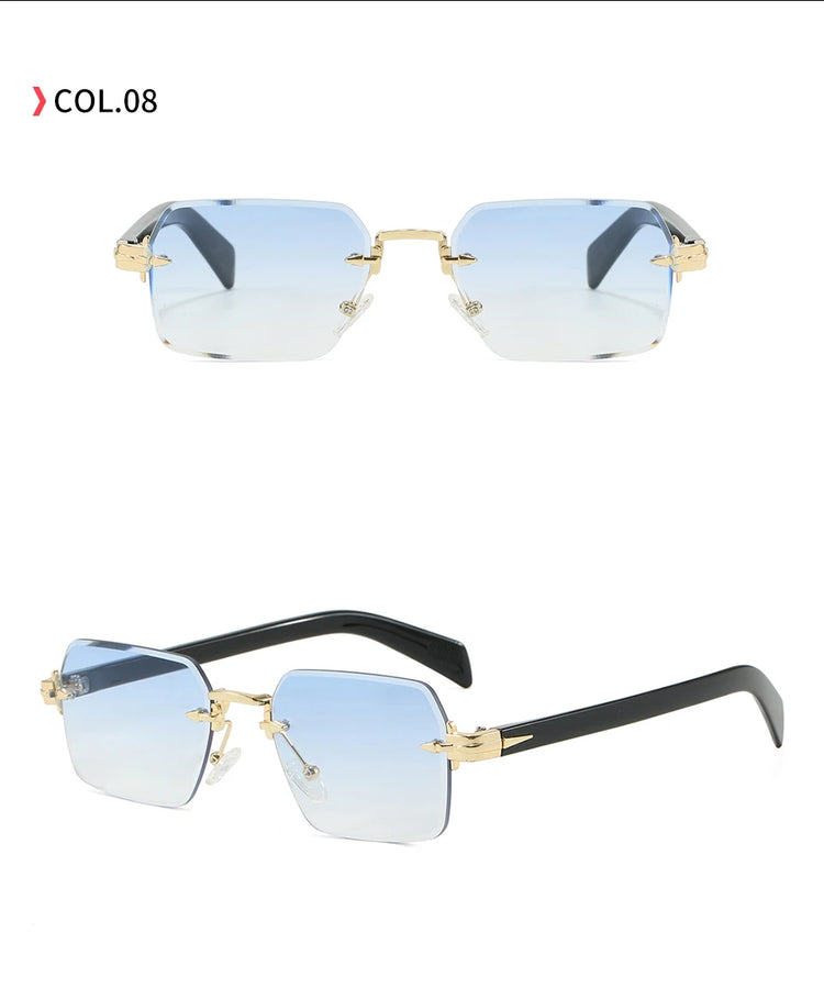 Aero Retro Rimless Square Frame Unisex UV400 Sunglasses