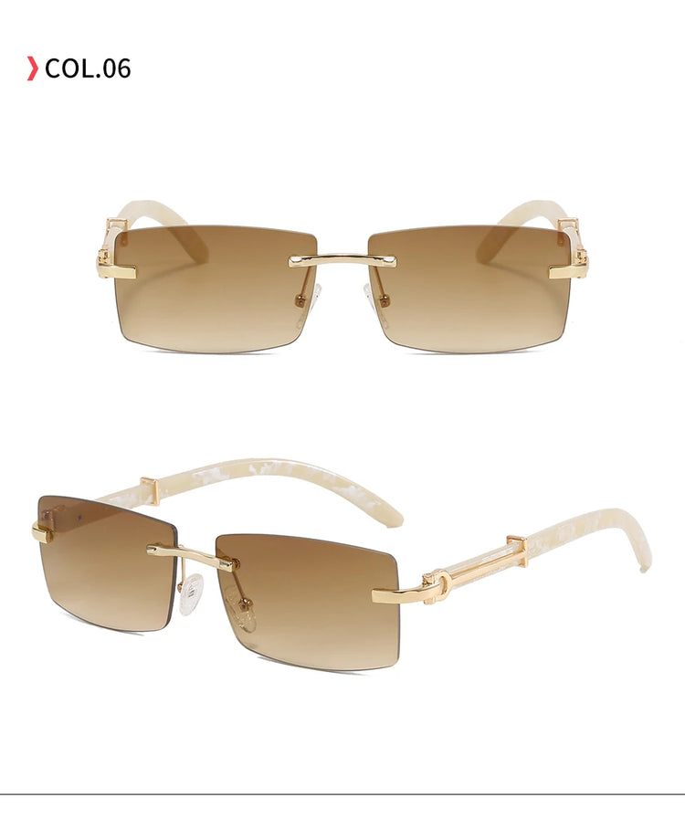 Kingston Unisex Rimless Rectangle Rimless UV400 Sunglasses