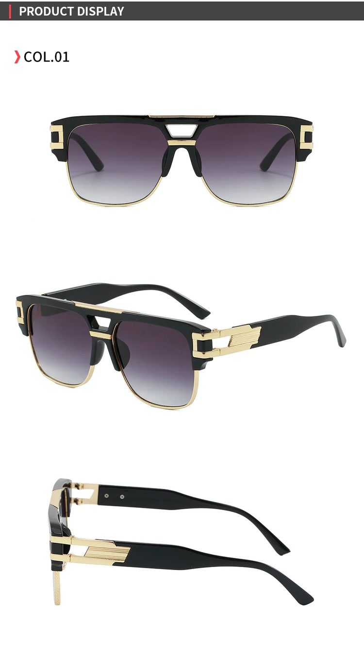 Vibe Men's Retro Classic Square Pilot Flat Top UV400 Sunglasses