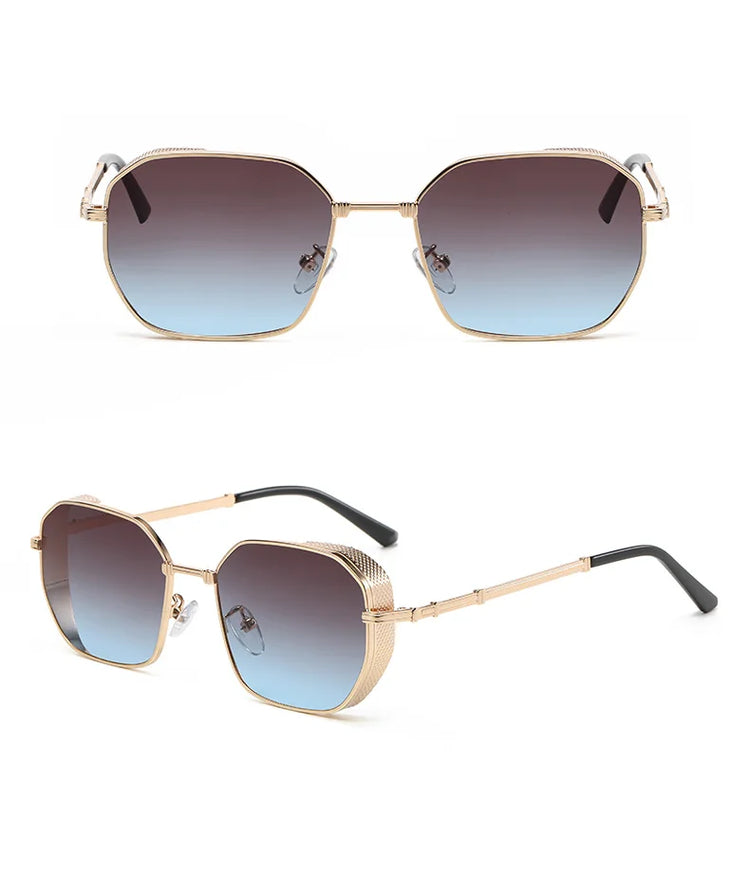 Rocco Steampunk Gradient Square Metal Shades Sunglasses