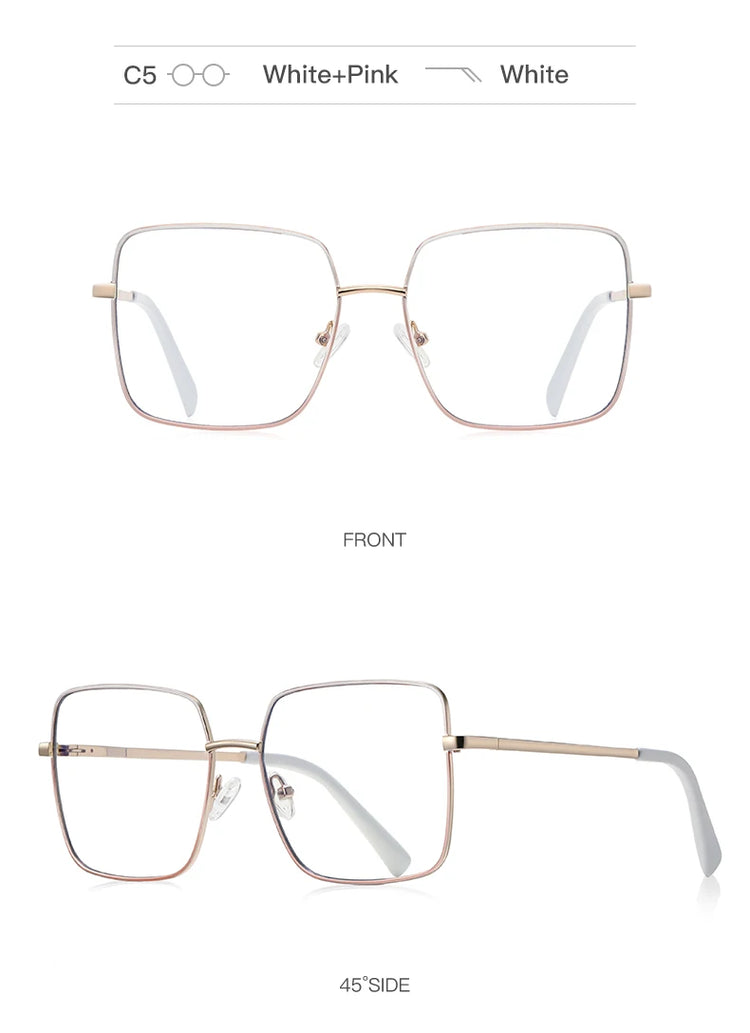 Unisex Square Metal Frame Anti Blue Light Glasses