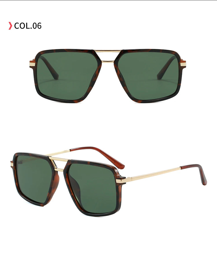 Blueprint Unisex Retro Square Double Bridge Gradient Flat Top UV400 Sunglasses