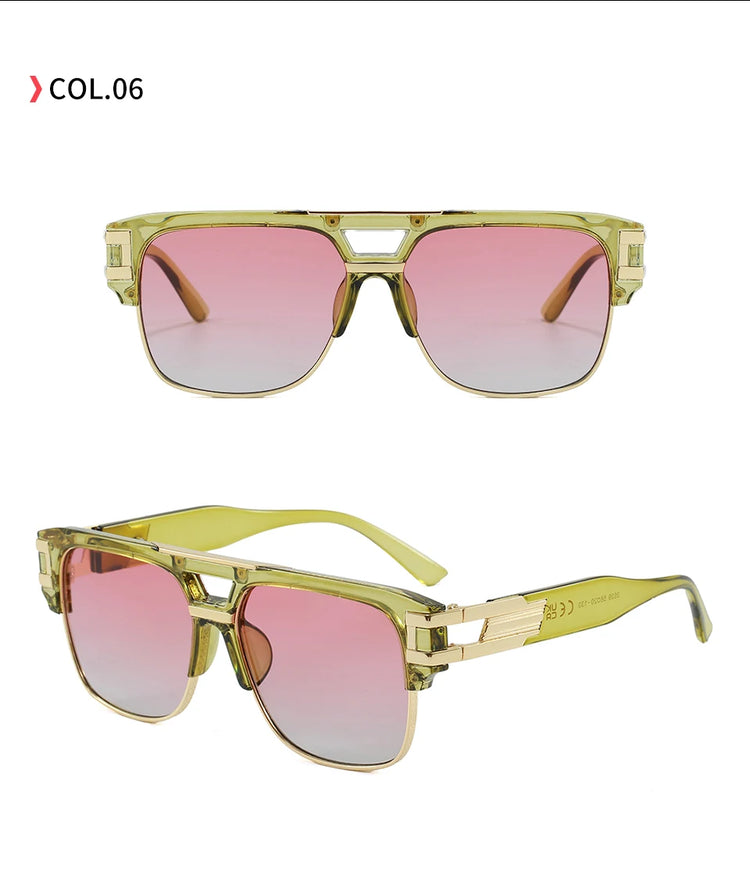 Vibe Men's Retro Classic Square Pilot Flat Top UV400 Sunglasses