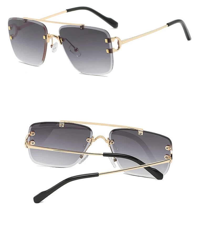 Elias Unisex Square Rimless UV400 Sunglasses