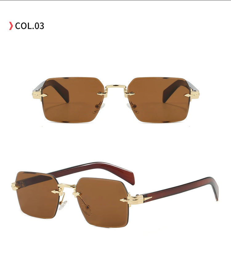 Aero Retro Rimless Square Frame Unisex UV400 Sunglasses