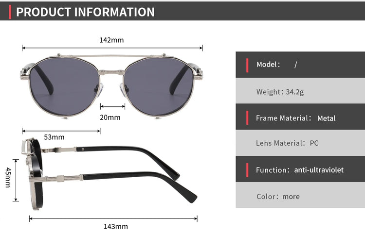 Hendrix Men's Retro Metal Frame Flat Top Sunglasses