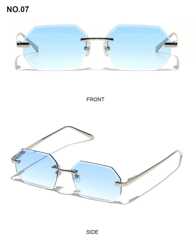 Shiloh Unisex Rectangular Rimless UV400 Sunglasses