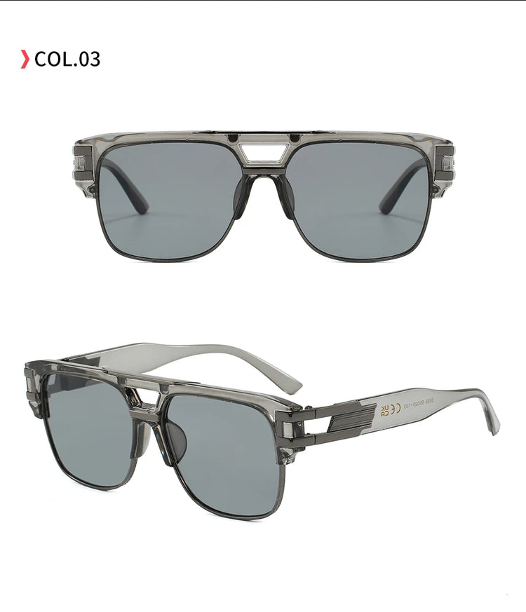 Vibe Men's Retro Classic Square Pilot Flat Top UV400 Sunglasses