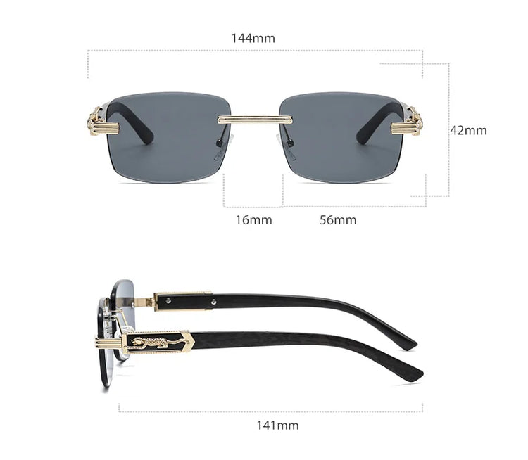 Jace Unisex Rectangle Rimless UV400 Sunglasses