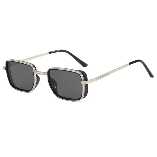 MACKENZIE UV400 UNISEX RETRO  RECTANGLE METAL FRAME SUNGLASSES