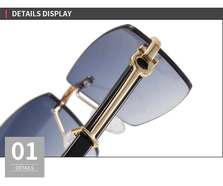 Kingston Unisex Rimless Rectangle Rimless UV400 Sunglasses