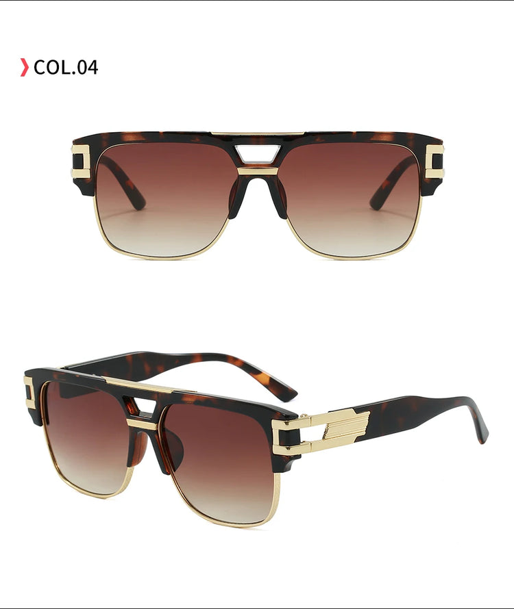 Vibe Men's Retro Classic Square Pilot Flat Top UV400 Sunglasses