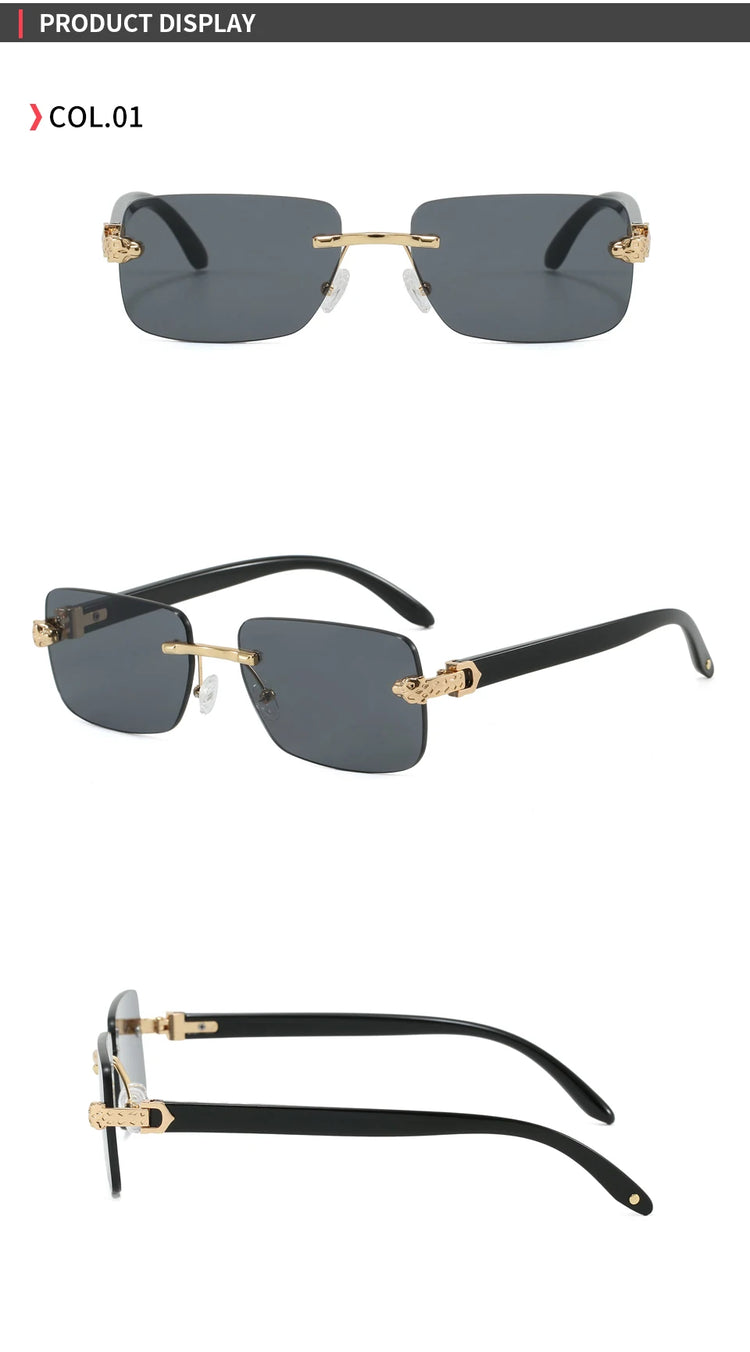 Santos Unisex Rectangle Rimless UV400 Sunglasses