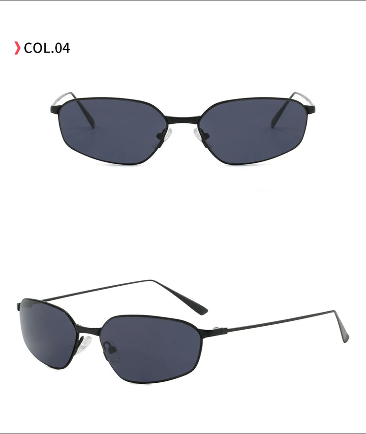 Cipher Retro Rectangle Frame UV400 Unisex Sunglasses