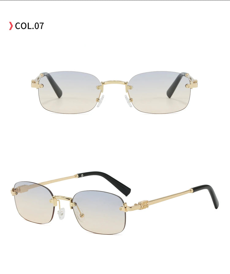 Vertex Rimless Rectangle Frame Unisex UV400 Sunglasses