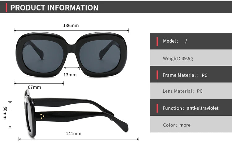 Stevie Oversized  Retro Square Frame UV400 Sunglasses