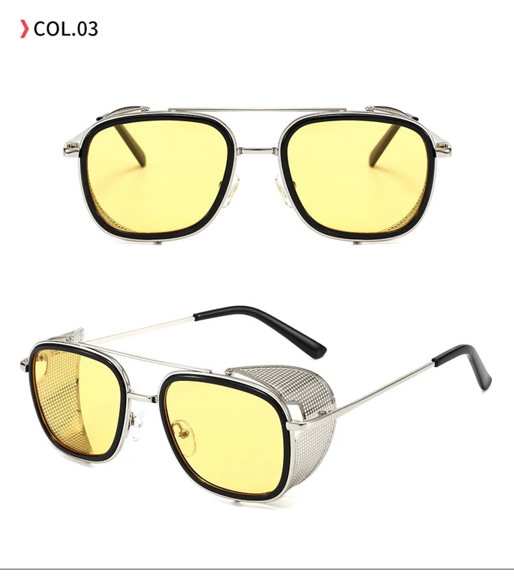 Kyle Men's Metal Square Frame UV400 Sunglasses